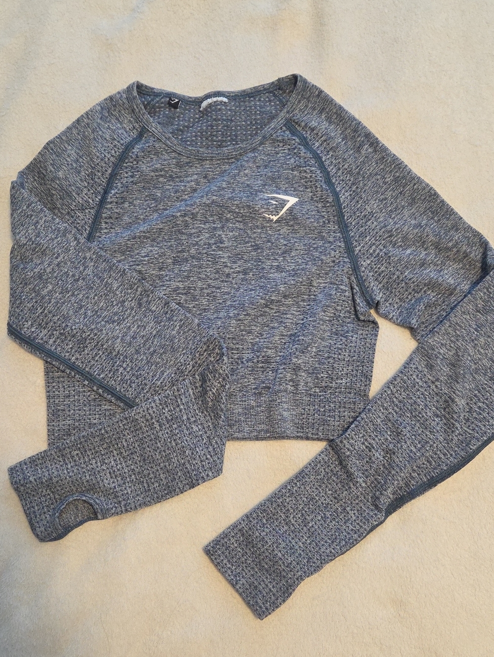 Gymshark Cropped Long Sleeve Top - Heather Blue-Gray